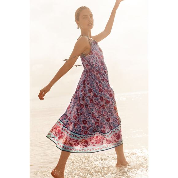 TUCKERNUCK BEACH Mauve and Rose Wildflower Salty Paloma Caftan Size S NWT - Picture 4 of 7